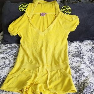 Yellow Romper and Hoop Earring Set